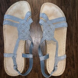 Encanto Blue suede comfort sandal size 10